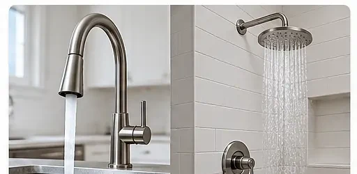 Kitchen faucet and shower fixtures