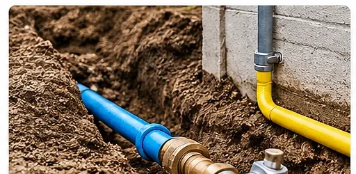 Underground water and gas piping
